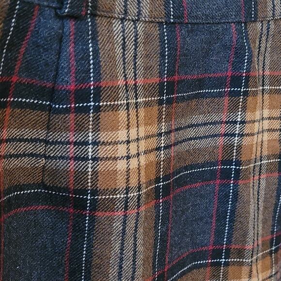 Vintage Conrad C Wool Plaid Midi Skirt Lined Modest Fit Size 12 USA Made - Picture 3 of 11